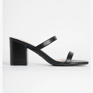 J Adams Black Block Heel Sandals